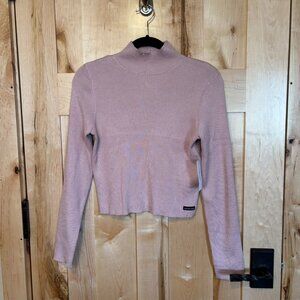 NWT Calvin Klein Jeans Cropped Mock Neck Long Sleeved Sweater M Rose $69.50